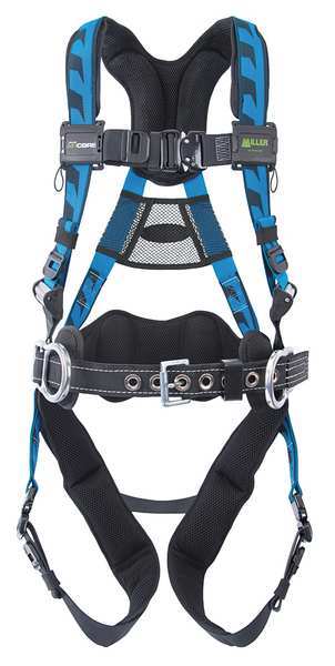Full Body Harness, Vest Style, L/XL, Polyester, Blue