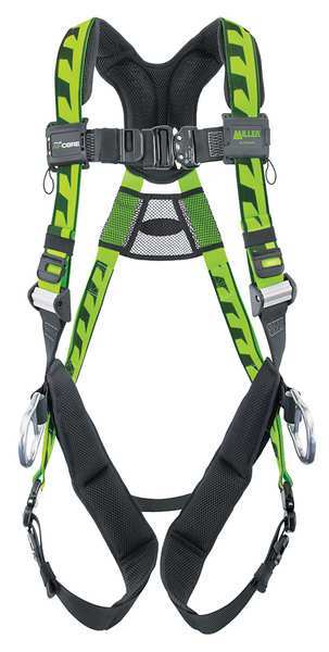 Full Body Harness, Vest Style, S/M, Polyester, Green