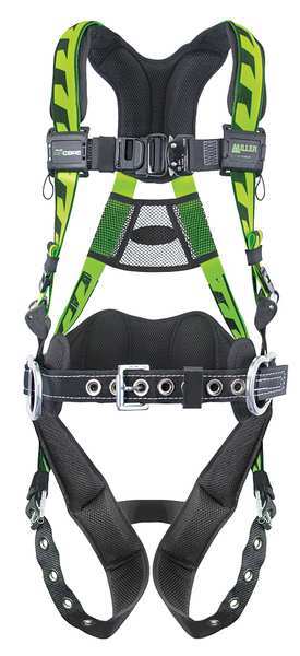 Full Body Harness, Vest Style, 2XL, Polyester, Green