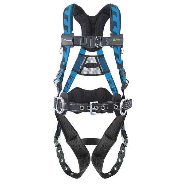 Full Body Harness, Vest Style, L/XL, Polyester, Blue