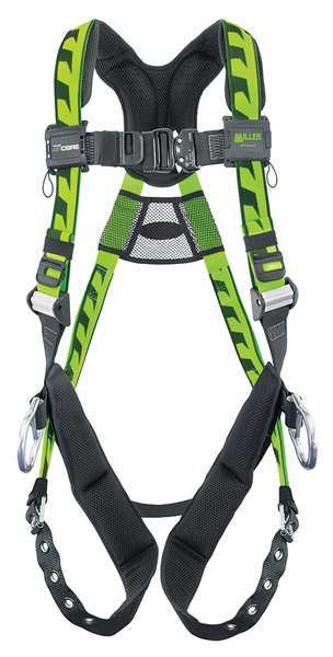Full Body Harness, Vest Style, S/M, Polyester, Green