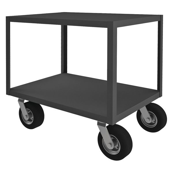 Steel Utility Cart with Flush Metal Shelves, No Handle, 2 Shelves, 1,200 lb