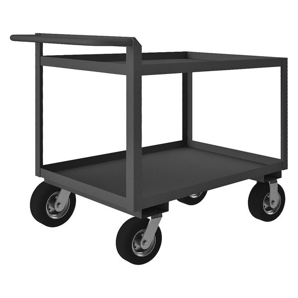 Steel Utility Cart with Lipped Metal Shelves, Flat, 2 Shelves, 1,500 lb