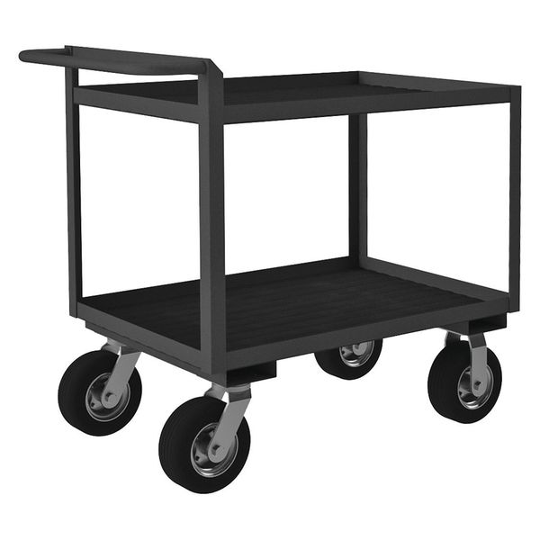 Steel Utility Cart with Lipped Metal Shelves, Flat, 2 Shelves, 1,500 lb