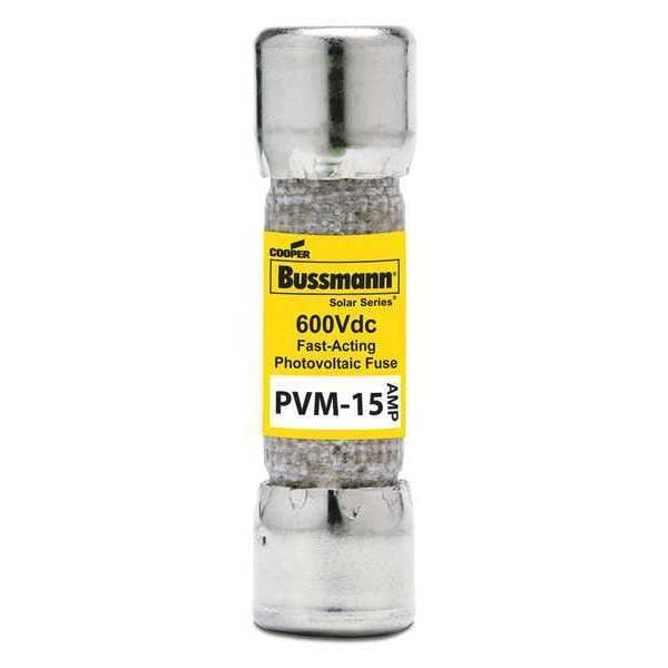 Solar Fuse, Fast Acting, 15 A, PVM Series, Not Rated, 600V DC, 13/32