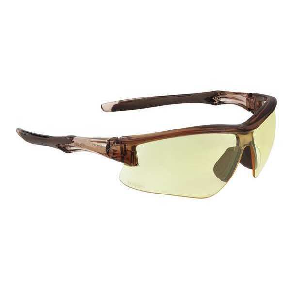 Safety Glasses, Wraparound Amber Polycarbonate Lens, Anti-Fog