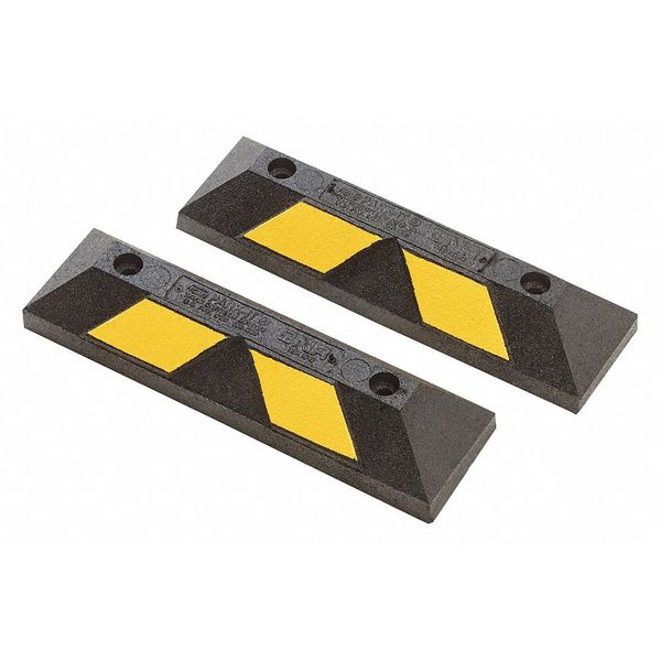 Car Stop, Rubber, 4 in H, 1 ft 10 in L, 6 in W, Black/Yellow