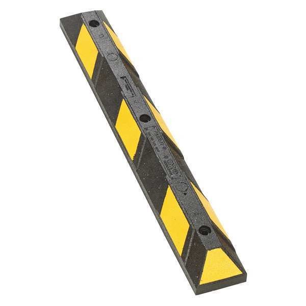 Car Stop, Rubber, 4 in H, 4 ft L, 6 in W, Black/Yellow