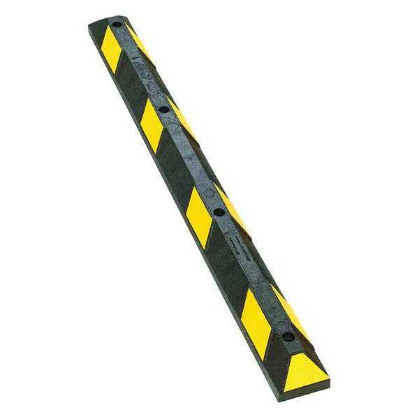 Car Stop, Rubber, 4 in H, 6 ft L, 6 in W, Black/Yellow