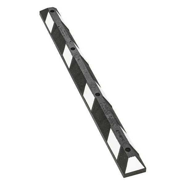 Car Stop, Rubber, 4 in H, 6 ft L, 6 in W, Black/White