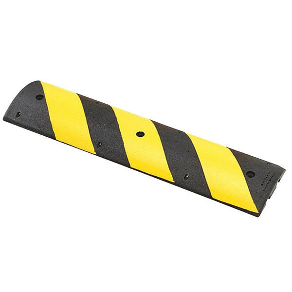 Speed Bump, Rubber, 2 1/4 in H, 6 ft L, 12 in W, Black/Yellow