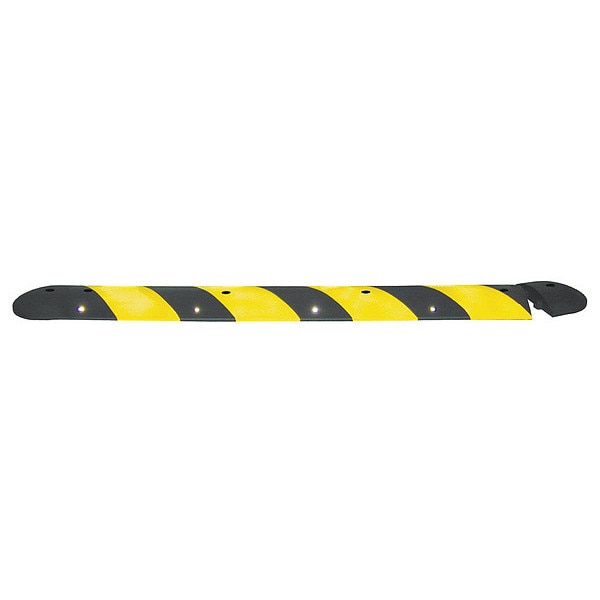 Speed Bump, Rubber, 2 1/4 in H, 4 ft L, 12 in W, Black/Yellow