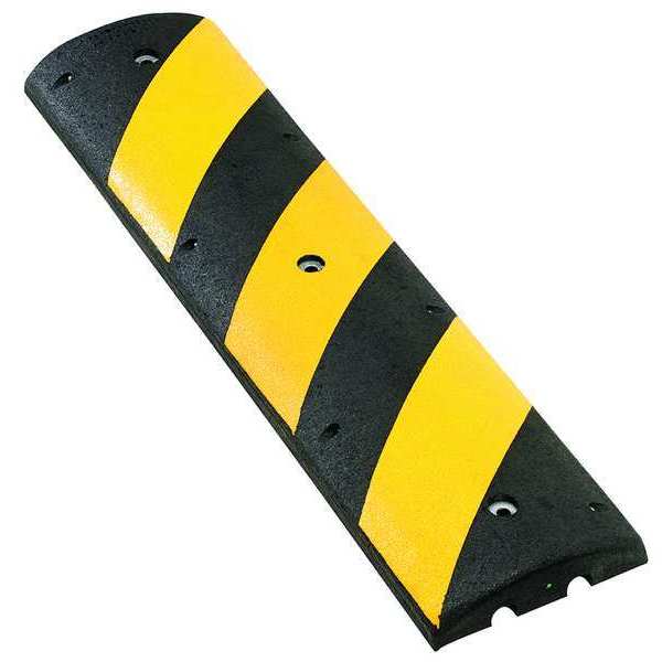 Alley Bump, Rubber, 3 in H, 4 ft L, 12 in W, Black/Yellow