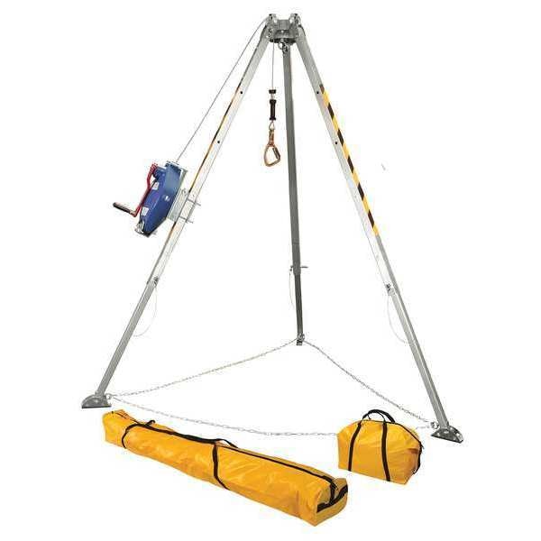Confined Space Tripod, Aluminum, Blue
