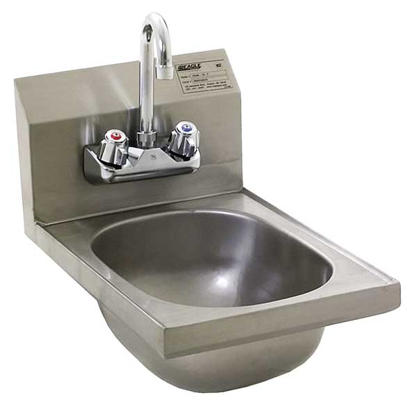 Hand Sink, With Faucet, 12 In. L, 18 In. W