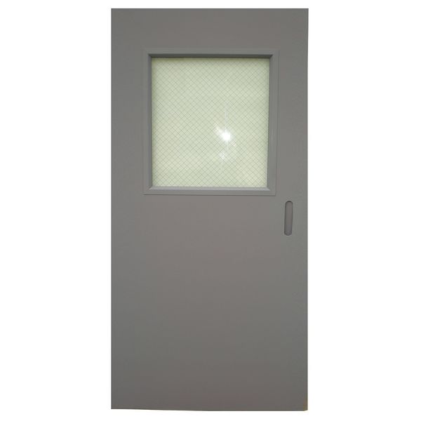 Half Glass Steel Door with Glass, 80 in H, 32 in W, 1 3/4 in Thick, 18-gauge, Type: 1