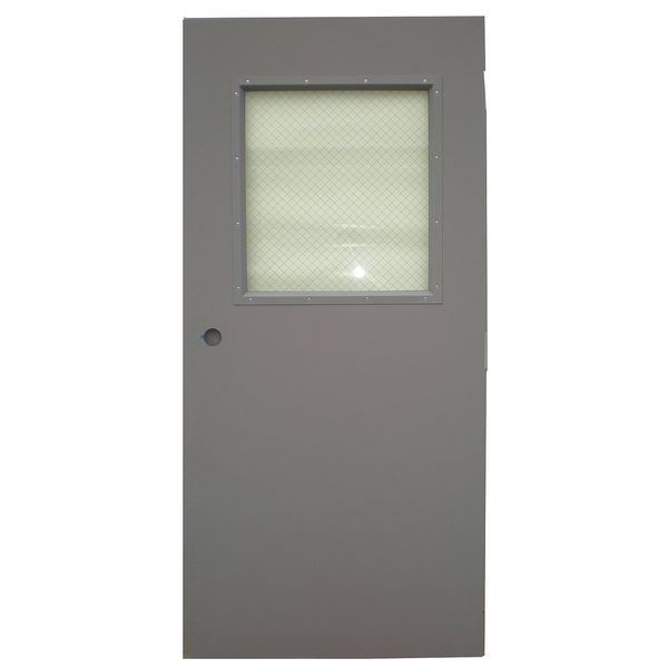 Half Glass Steel Door with Glass, 80 in H, 30 in W, 1 3/4 in Thick, 18-gauge, Type: 1