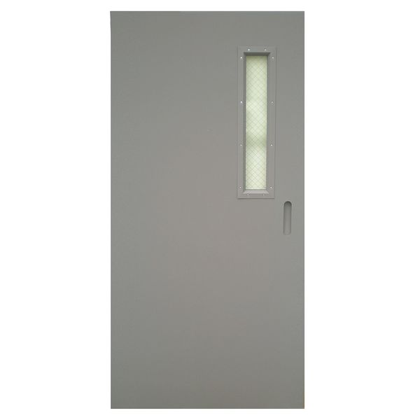 Narrow Light Steel Door with Glass, 80 in H, 32 in W, 1 3/4 in Thick, 18-gauge, Type: 1