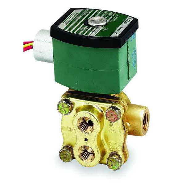 120V AC Brass Solenoid Valve with Manual Operator, 3/8 in Pipe Size