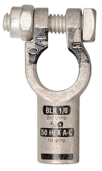 Straight Terminal, 1/0 ga., Black, Neg