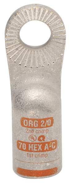 One Hole Lug Compress Connector, 2/0 AWG
