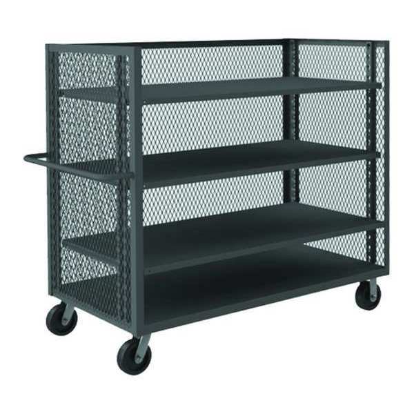 14 ga. Steel 3 Sided Mesh Stock Cart 2000 lb. Capacity, 66-1/2