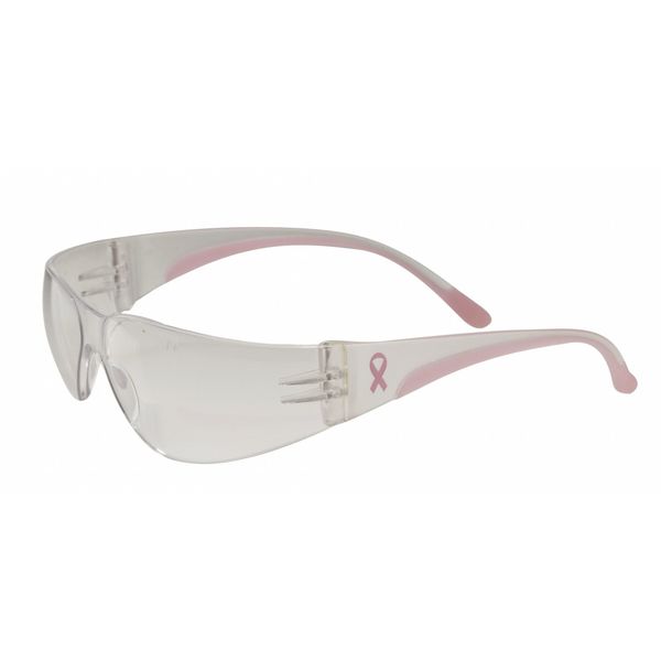 Safety Glasses, Wraparound Pink Polycarbonate Lens, Scratch-Resistant
