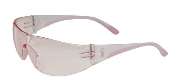 Safety Glasses, Wraparound Pink Polycarbonate Lens, Scratch-Resistant