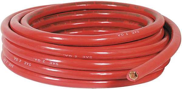Battery Cable, 2 ga., Solid, 60V, PVC, Red