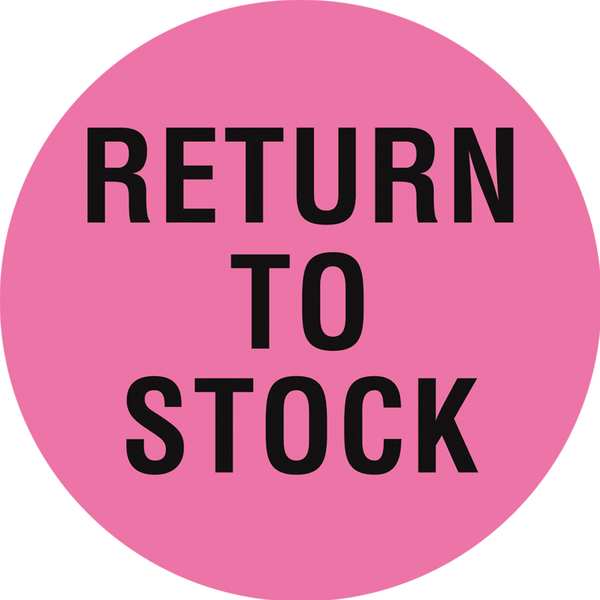 Circle Inventory Control Label, Return to Stock, Pink, Pk1000
