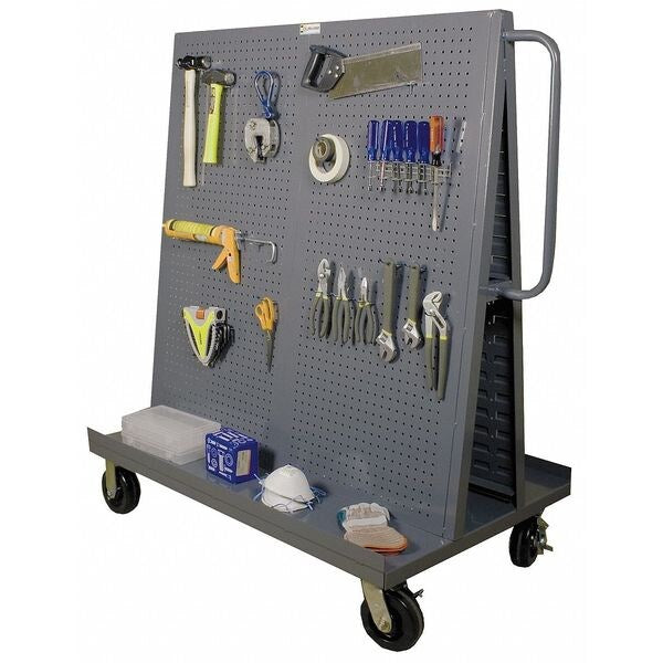 Steel Mobile A-Frame Louvered/Pegboard Rack, 54 1/2 in W x 48 in D x 48 in H, Gray
