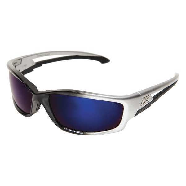 Safety Glasses, Wraparound Blue Mirror Polycarbonate Lens, Scratch-Resistant