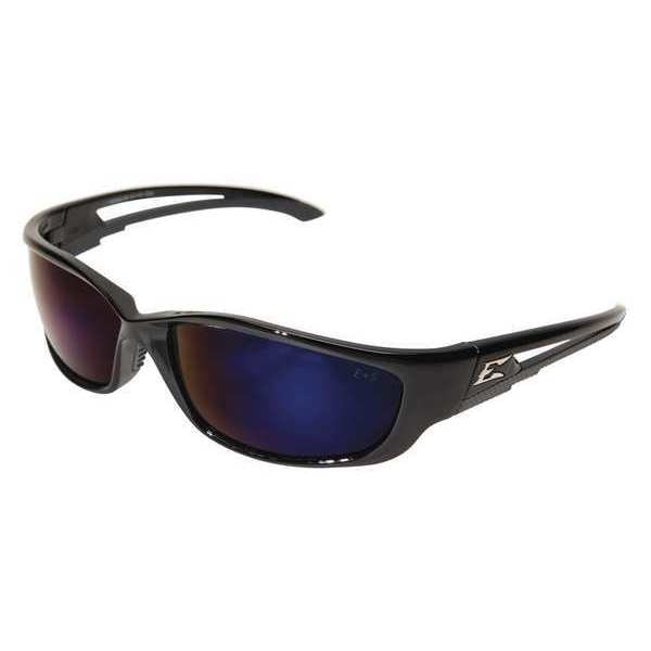 Safety Glasses, Wraparound Blue Mirror Polycarbonate Lens, Scratch-Resistant