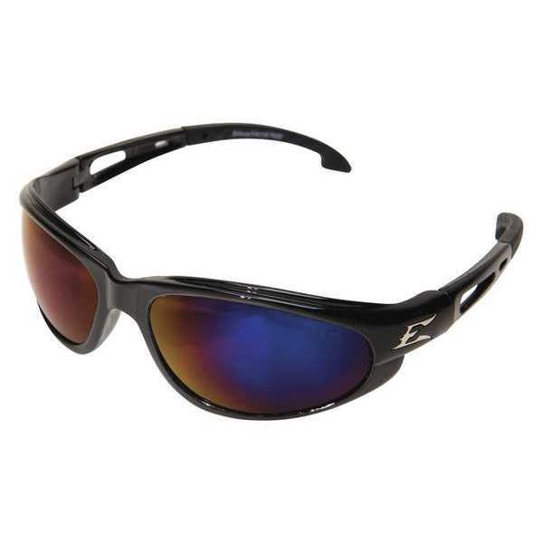 Safety Glasses, Wraparound Blue Mirror Polycarbonate Lens, Scratch-Resistant