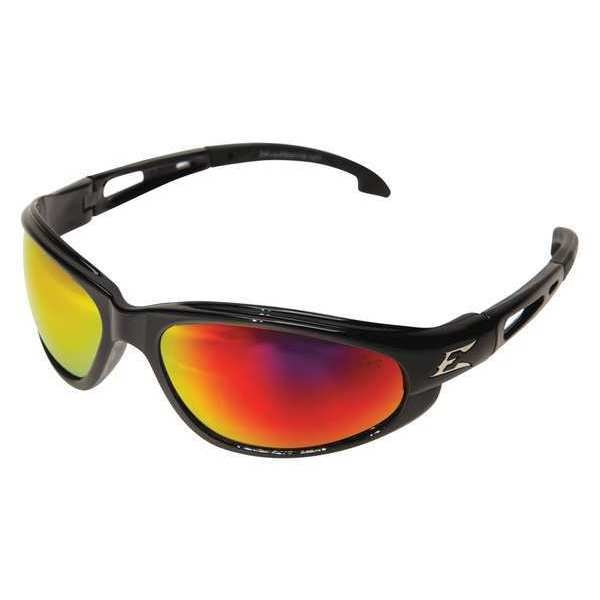 Safety Glasses, Wraparound Aqua Precision Red Mirror Polycarbonate Lens, Scratch-Resistant