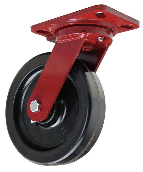 Plate Caster, Swivel, Phenolic, 8 in., 1400 lb.