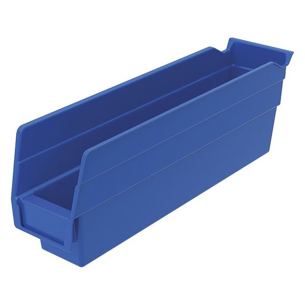 Shelf Storage Bin, Blue, Plastic, 11 5/8 in L x 2 3/4 in W x 4 in H, 7 lb Load Capacity