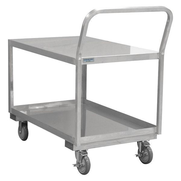 Stainless Steel Utility Cart, Raised, 2 Shelves, 1,200 lb