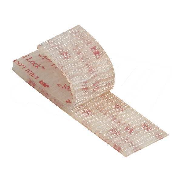 Reclosable Fastener, Rubber Adhesive, 5 yds, 1 in Wd, Clear