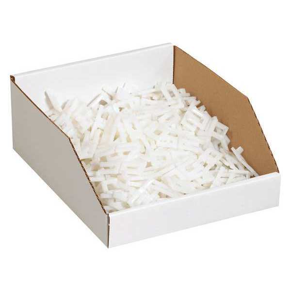 Open Top Storage Bin, White, 10 in L x 12 in W, 25 PK