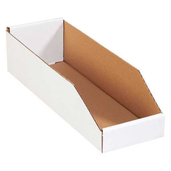 Open Top Storage Bin, White, 6 in L x 18 in W, 50 PK