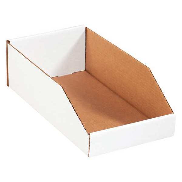 Open Top Storage Bin, White, 8 in L x 15 in W, 50 PK