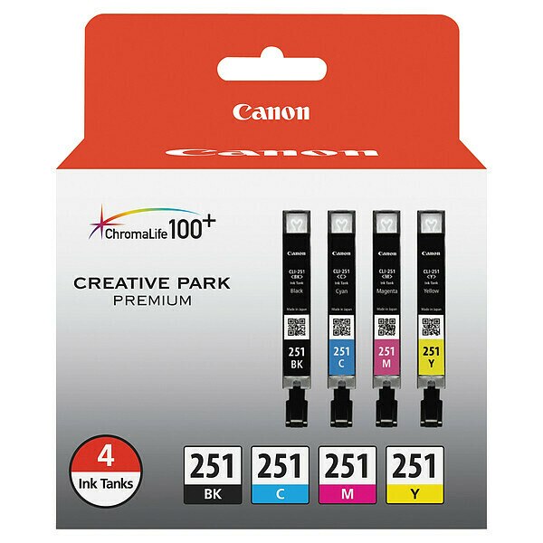 Ink Cartridge, Cli-25, Black/Cy/Mg, Yw, PK4