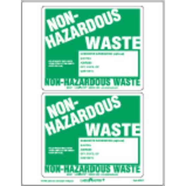 Laser Non-Hazardous Waste, Label, PK25