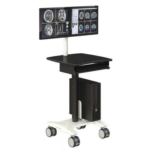 Dual Monitor Medical Cart, Black, 58