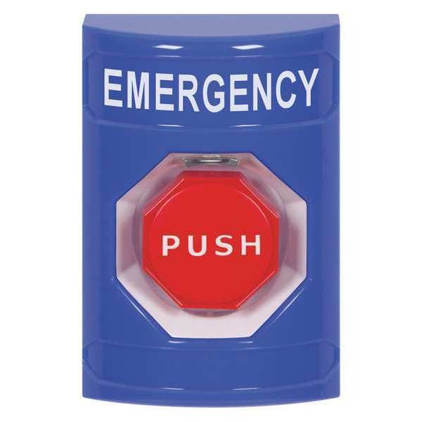 Emergency Push Button, Blue, Red Button