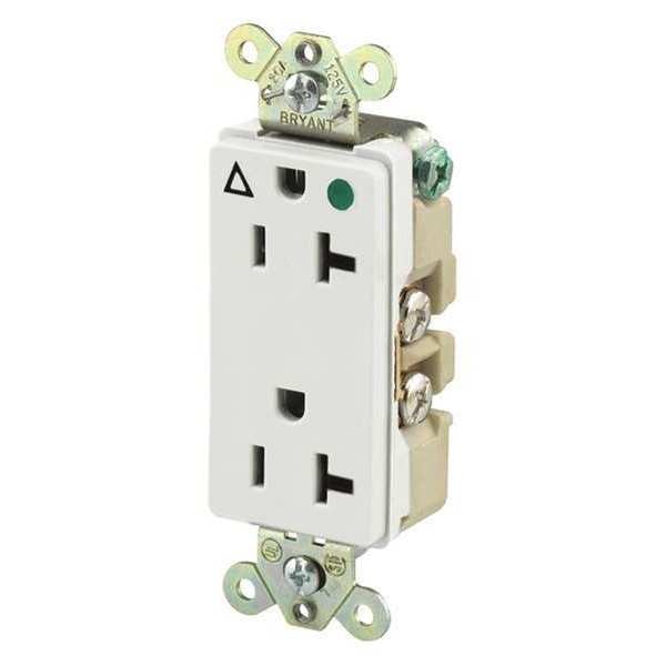 Receptacle, 20 A Amps, 125V AC, Flush Mount, Decorator Duplex Outlet, 5-20R, White