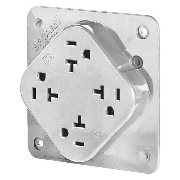 Receptacle, 20 A Amps, 125V AC, Flush Mount, Quad Outlet, 5-20R, White
