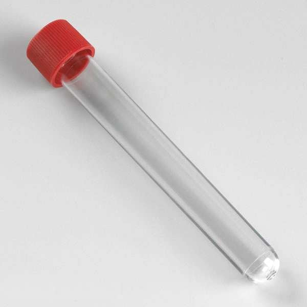 Test Tube with Cap, 15mL, 120mm L, PS, PK500