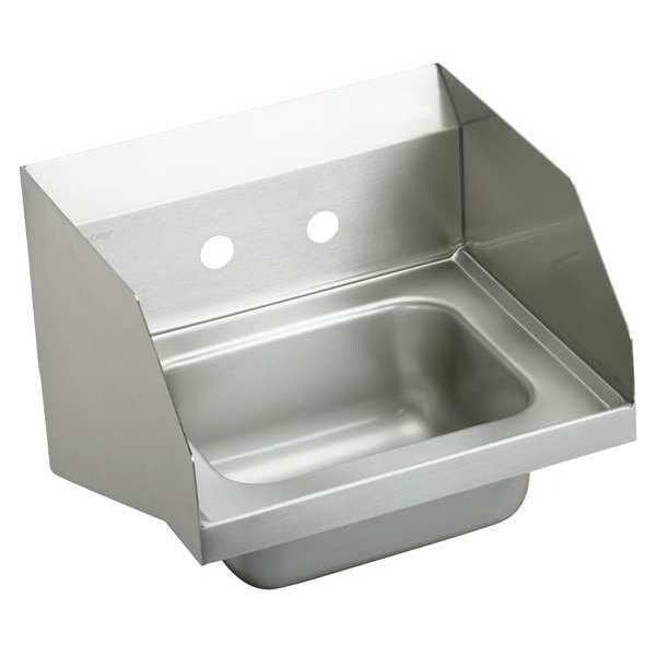 Wall Mount, 2 Hole, Manual, Stainless Steel, Hand Sink
